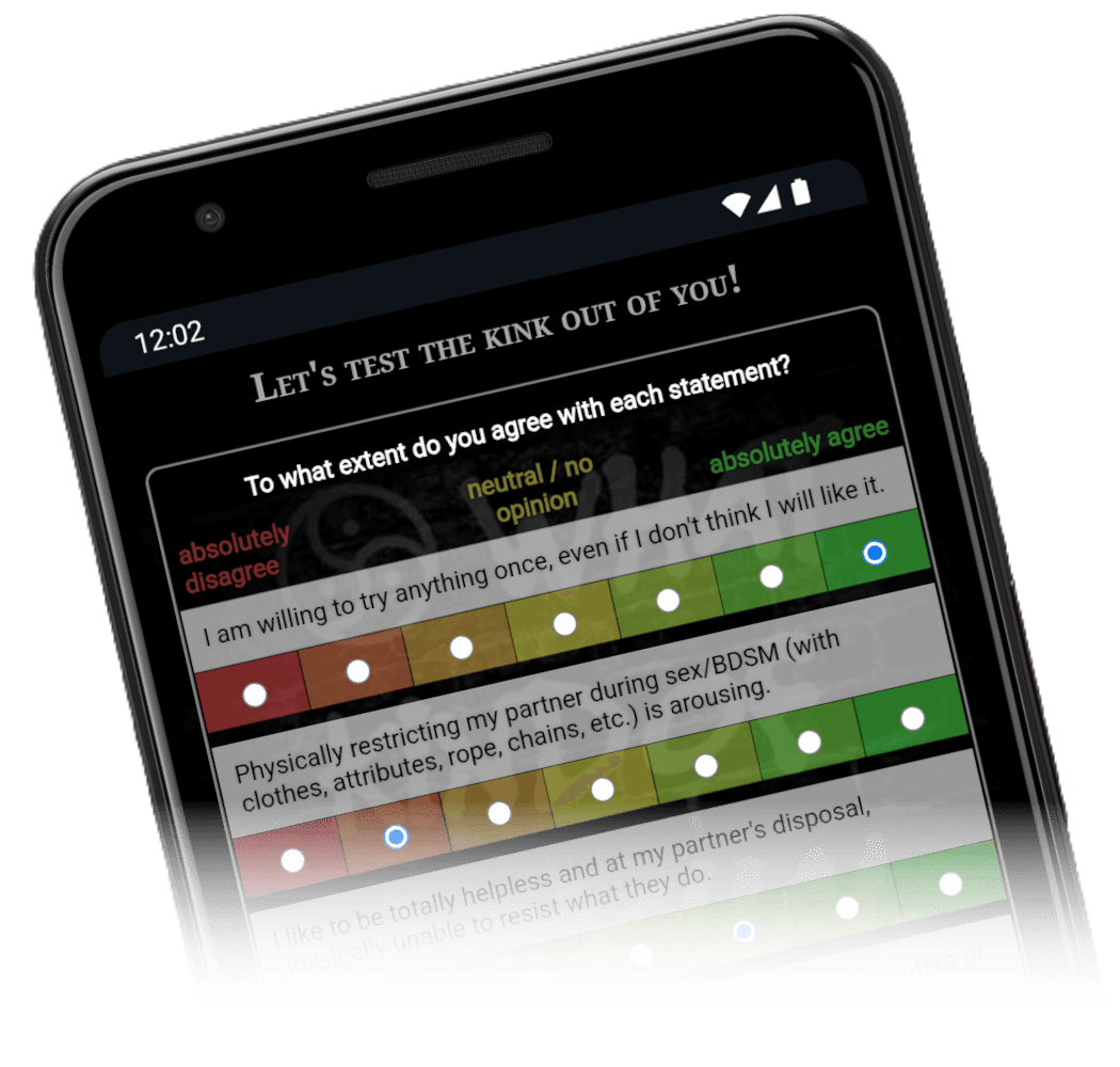 BDSMTest interface on a mobile phone